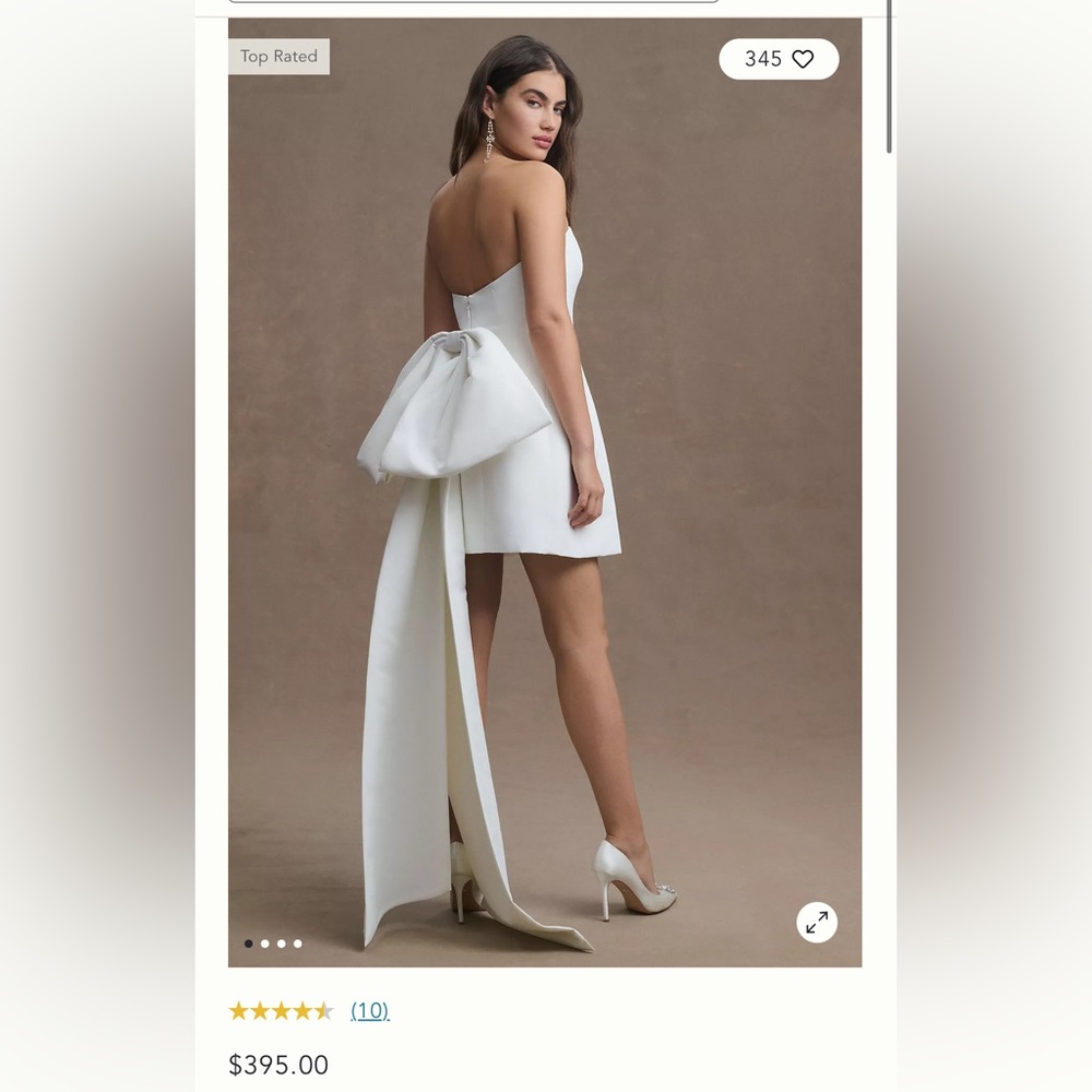 ANTHROPOLOGIE IVORY Sachin & Babi Grace Strapless Back-Bow Mini Dress